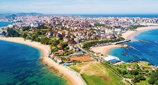 An aerial view over Santander, Spain