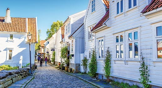 A view down a street in Stavanger, Norway