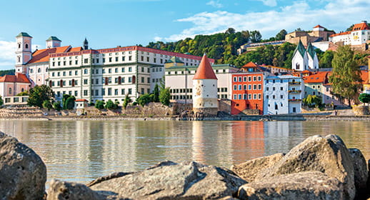 The riverside town of Passau, Germany