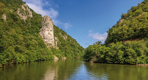 The Decebalus Face in the Iron Gates Gorge, Romania The Decebalus Face in the Iron Gates Gorge, Romania