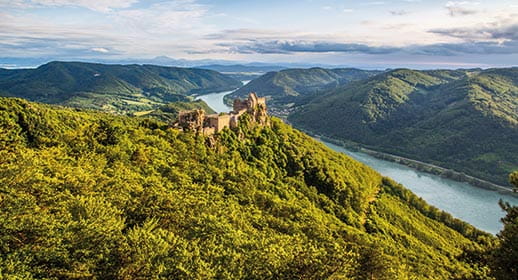 An aerial view over the Wachau Valley, Austria