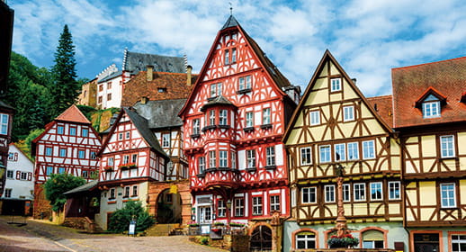 Timber framed buildings in Miltenberg’s old town, Germany