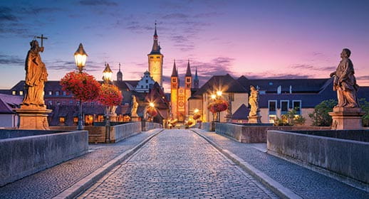 The bridge in Würzburg illuminated at night The bridge in Würzburg illuminated at night