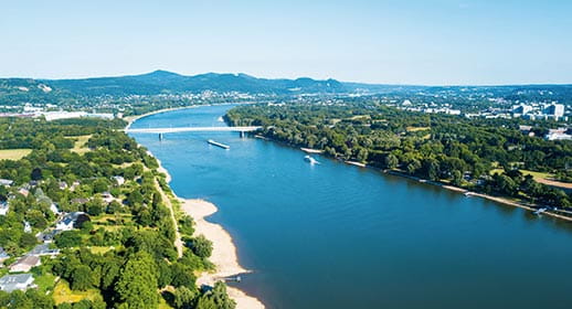An aerial view over Bonn, Germany