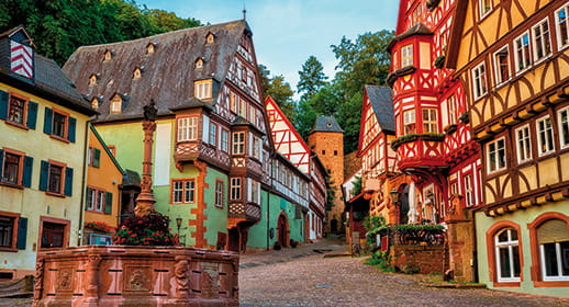 Timber frames buildings in the old town of Miltenberg, Germany