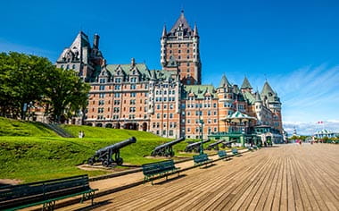 Frontenac Castle and Dufferin Terrace in Quebec, Canada