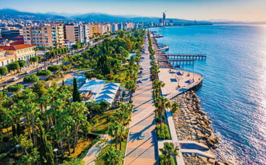 Limassol promenade on a bright, sunny day