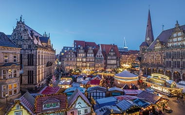 Bremen illuminated with Christmas lights