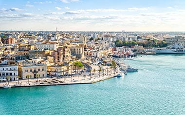 An aerial panorama of Brindisi, Italy