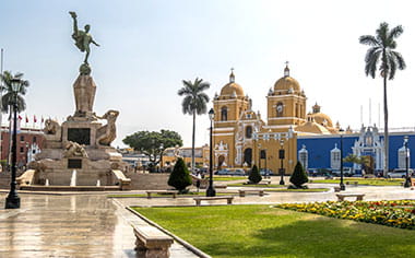 The Main Square (Plaza de Armas) and Cathedral in Trujillo, Peru