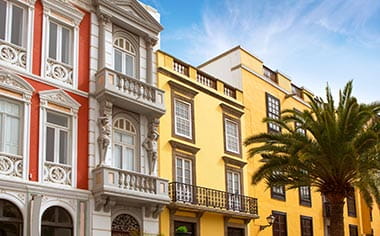 Colonial house facades in Vegueta, Las Palmas, Gran Canaria, Canary Islands