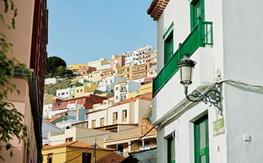 A view down a street in San Sebastian, La Gomera, Canary Islands