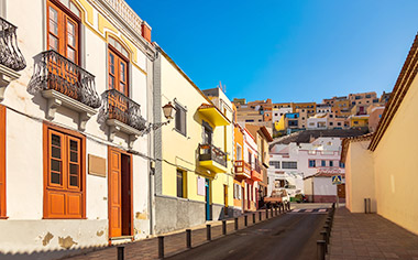 A view down a street in San Sebastian, La Gomera, Canary Islands