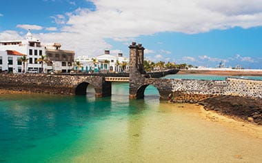 View towards Arrecife from Castillo de San Gabriel Lanzarote, Canary Islands