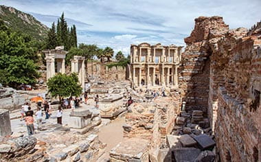 The ruins of the Celsus Library in Ephesus, Turkey
