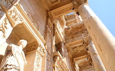 The ruins of the Celsus Library in Ephesus, Turkey