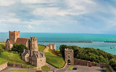 A view over the castle and cliffs of Dover, England