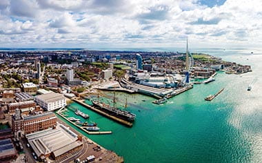 A view over Portsmouth and the Spinnaker Tower, England, United Kingdom