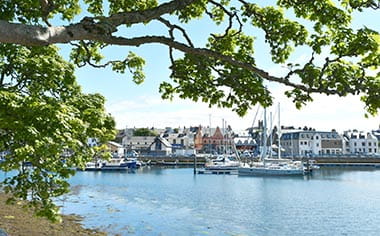 A view towards the town and harbour in Stornoway