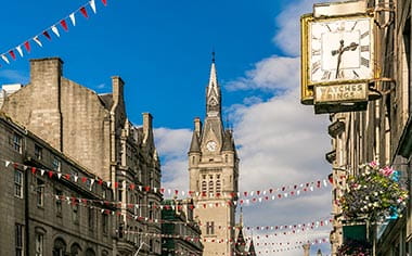 Buildings in a street in Aberdeen, Scotland