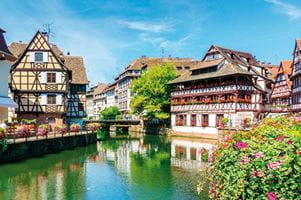 The canals and architecture in Strasbourg, France