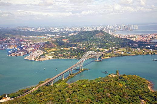 Panama City marks the start of the canal