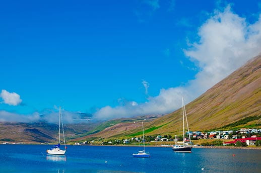 Boats on the water in Isafjordur