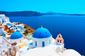A panoramic view of Oia in Santorini, Greece