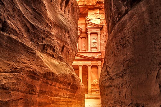 A view from Siq to the entrance of the City of Petra